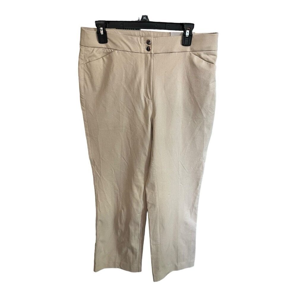 Chicos Womens Secret Stretch Straight Leg Crop Pant~Size 1 (M/8)~Khaki   L1 02
